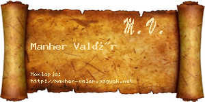 Manher Valér névjegykártya